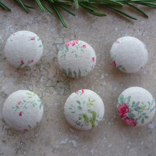 Lot de 6 boutons recouverts de tissu fantaisie