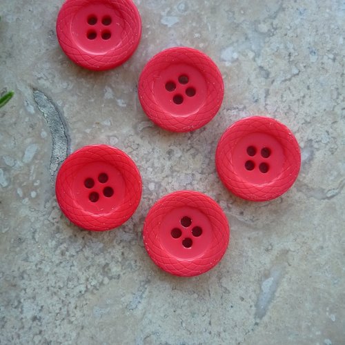 Lot de 5 boutons ronds rouges