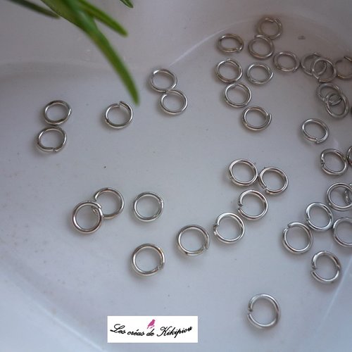 Lot de 37 anneaux ouverts en métal argenté de 5mm