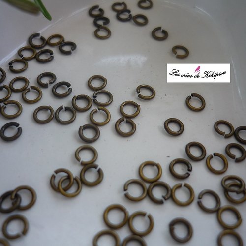 Lot de 100 anneaux ouverts bronze de 4mm de diamètre
