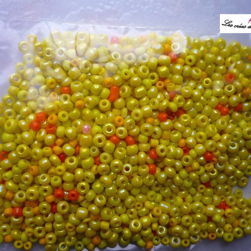 Perles de rocaille jaunes et oranges 20gr