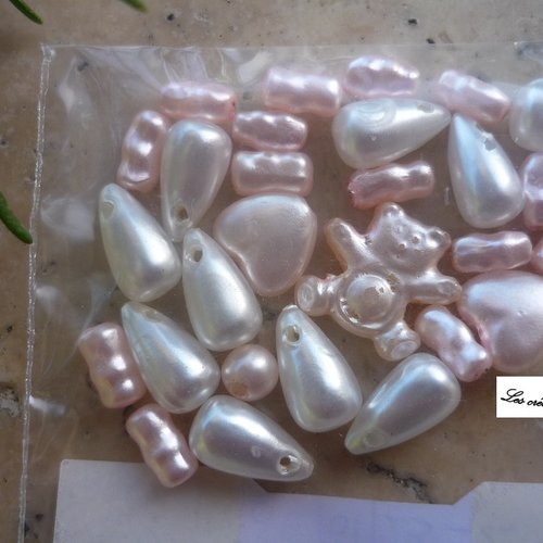 Perles blanches et roses 3,5gr