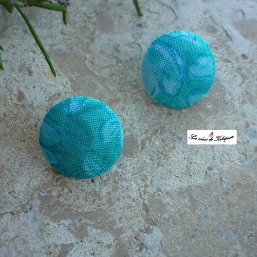 2 boutons recouverts de tissu fantaisie de 16mm