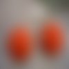 2 boutons recouverts de tissu uni orange de 28mm