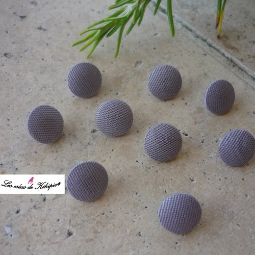 9 boutons recouverts de couleur grise de 10mm