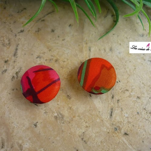 2 boutons recouverts de tissu fantaisie de 20mm