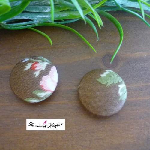 2 boutons recouverts de tissu fantaisie de 24 mm