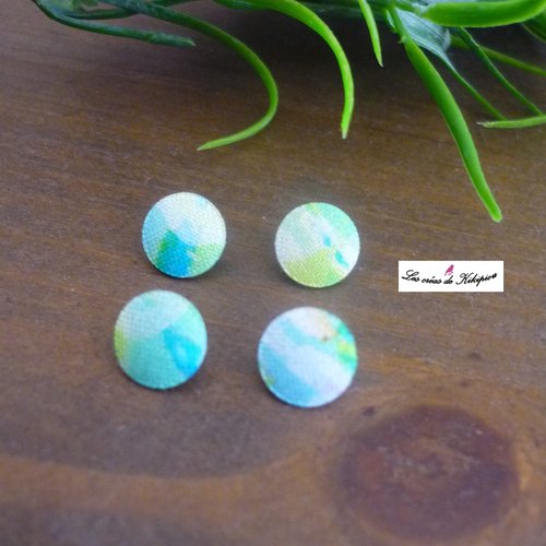 4 boutons recouverts de tissu fantaisie de 10 mm