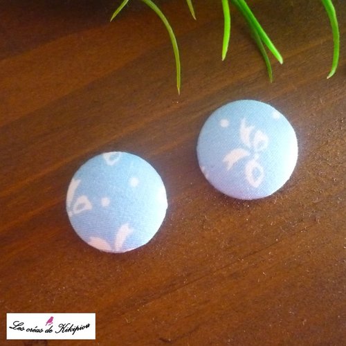2 boutons recouverts de tissu fantaisie de 24mm