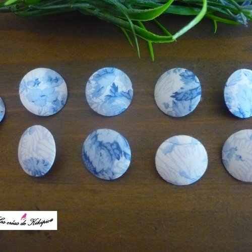 9 boutons recouverts de tissu fantaisie de 20 mm