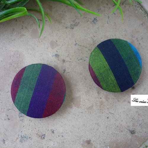 2 boutons recouverts de tissu fantaisie de 36 mm