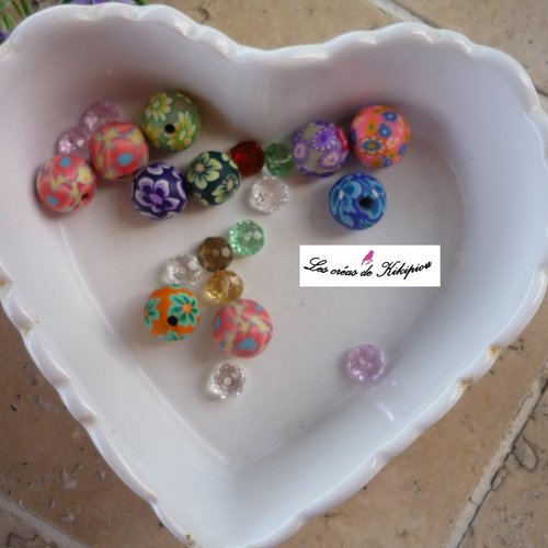 Lot de perles rondes fantaisies et verre unies