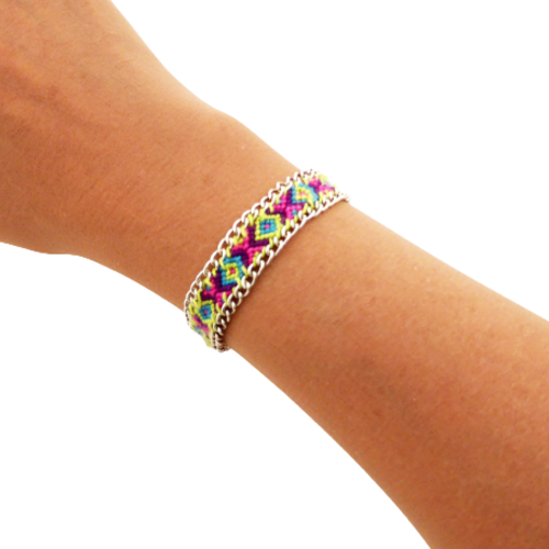 Bracelet brésilien, customisé chaîne,  femme, fille, taille m