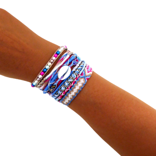 Bracelet ethnique, manchette brésilienne, multi rangs, femme, taille m / l