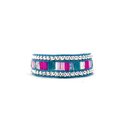 Bracelet wrap, simple, fermoir magnétique, perles, femme, taille s