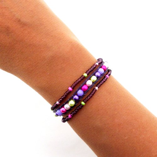 Bracelet wrap, bracelets élastique violet, femme, fille, taille s