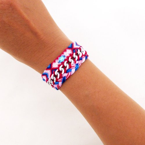 Manchette brésilienne, rouge, bleu, blanc, femme, fille, taille s/m