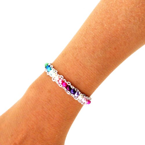 Bracelet perle, intemporel,  chaîne,  femme, fermoir aimanté, femme, taille l