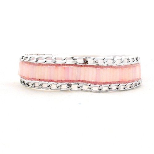 Bracelet intemporel, perle de rocaille, rose, wrap, femme, taille l