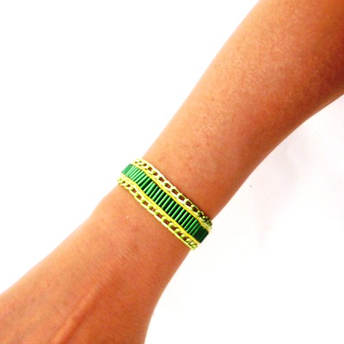 Bracelet tissé, intemporel, perle rocaille, chaîne, femme, taille l