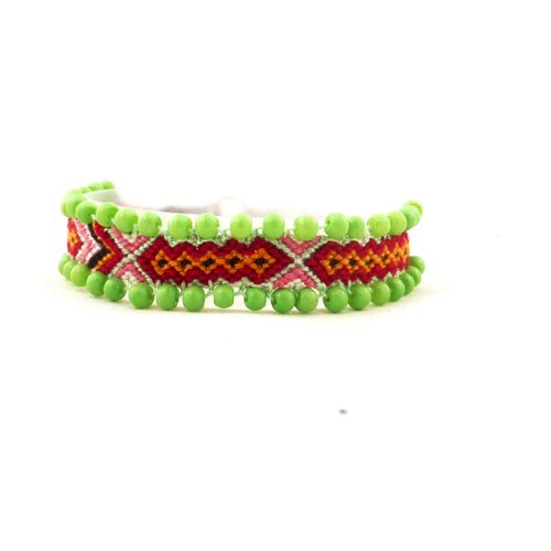 Bracelet brésilien, customisé, perles, vert, anis, fille, femme, taille xs / s