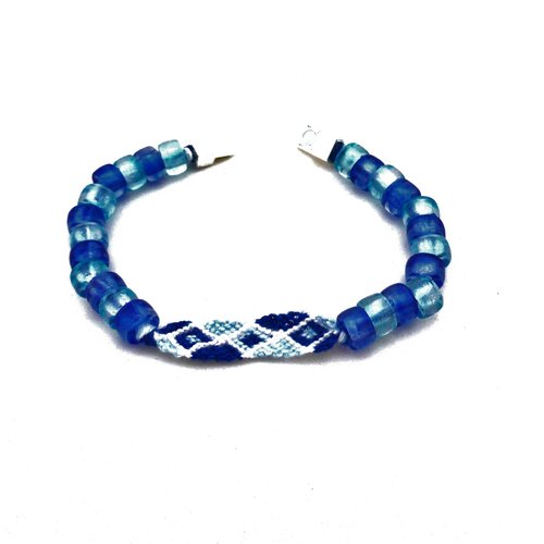Bracelet perle, bleue, femme, connecteur, brésilien, femme, taille xl