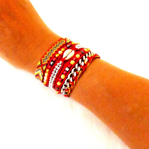 Manchette brésilienne, bracelet ethnique, femme, taille m / l