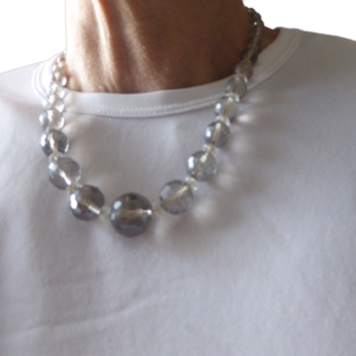 Collier rétro court, perles de verre artisanales, femme,