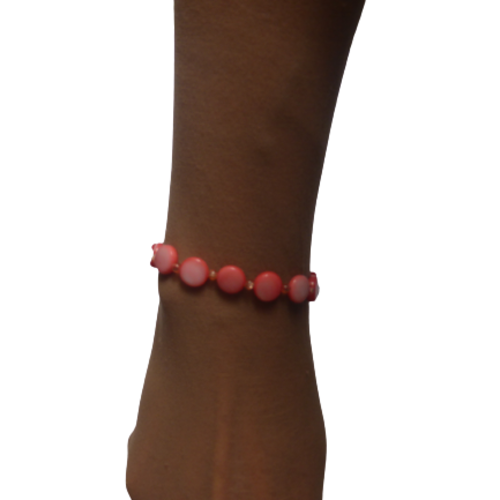 Bracelet perles, nacre, saumon, femme, fille, taille s