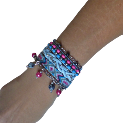 Bracelet bohême, chic, manchette, brésilien, multi rangs, femme, fille, taille s,