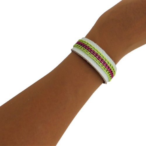 Manchette, cuir, blanc, chaines, femme, taille l