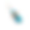 Pompon, cuir, bijou de sac, grigri, porte clef, turquoise,
