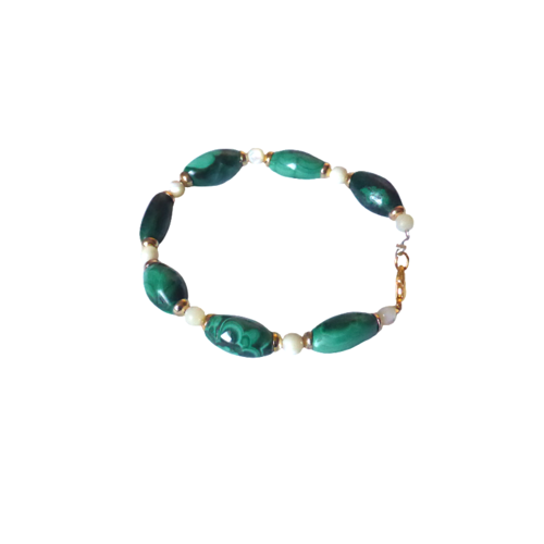 Bracelet perles, chic, élégant, malachite, femme ,