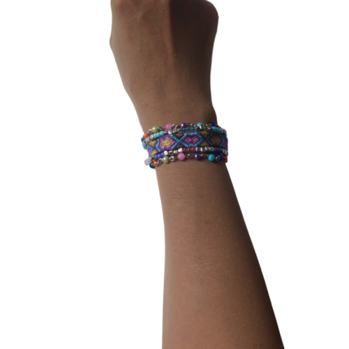 Manchette, perles, brésilien, turquoise, rose, taille s