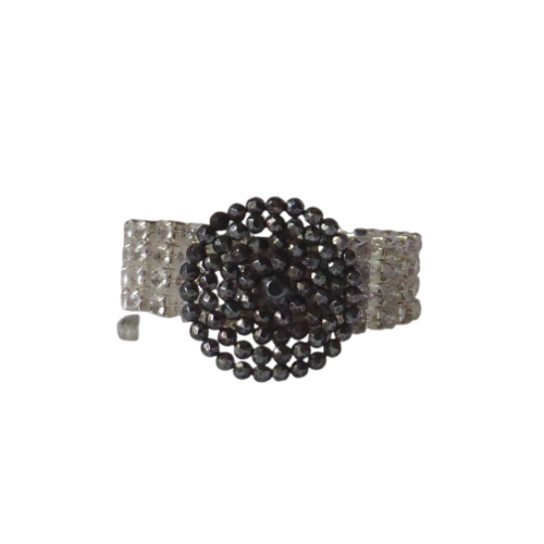 Bracelet kitch, bouton, strass, femme,