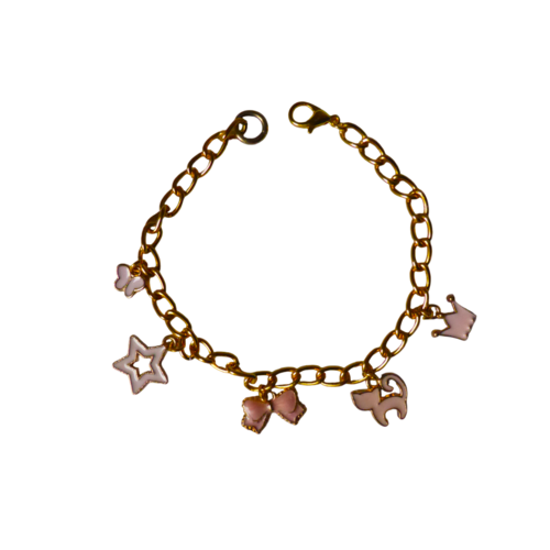Bracelet breloques, charms, rose, classique, intemporel, femme, taille m/l