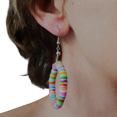 Boucle d'oreille, oreille percée, perles, heishi, pendante, intemporel,