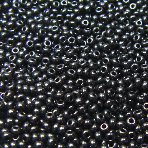 20g perles rocaille 11/0 (2mm) preciosa ornela verre tchèque - noir opaque