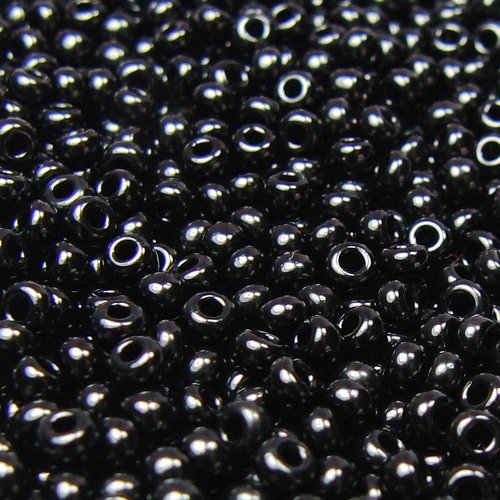 20g perles mini rocaille 8/0 (3mm) preciosa ornela verre tchèque - noir opaque
