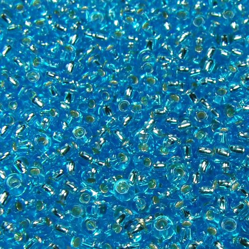 20g perles mini rocaille 8/0 (3mm) preciosa ornela verre tchèque - bleu cœur argente