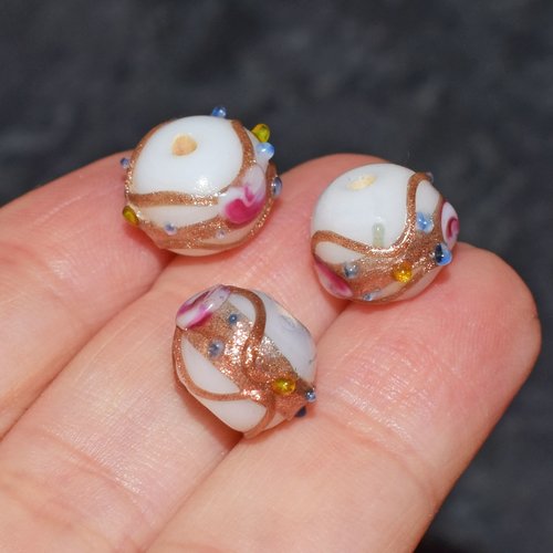 10 perles en verre vénitienne, travailler à la main, formes rondes, perles artisanale