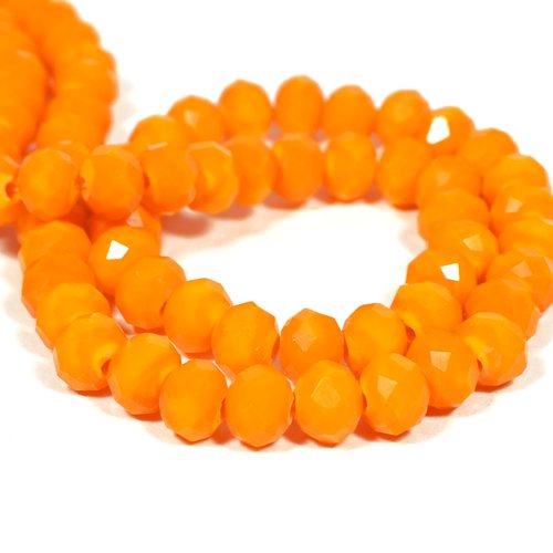 90 perles verre à facettes, rondelles facettées 5mm x 6mm - orange