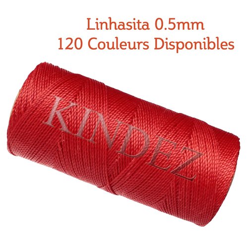 Fil linhasita 0.5mm, fil polyester ciré, fil ciré macramé, rouge - 20 mètres