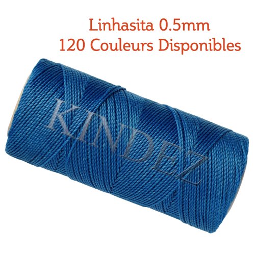 Fil linhasita 0.5mm, fil polyester ciré, fil ciré macramé, bleu - 20 mètres