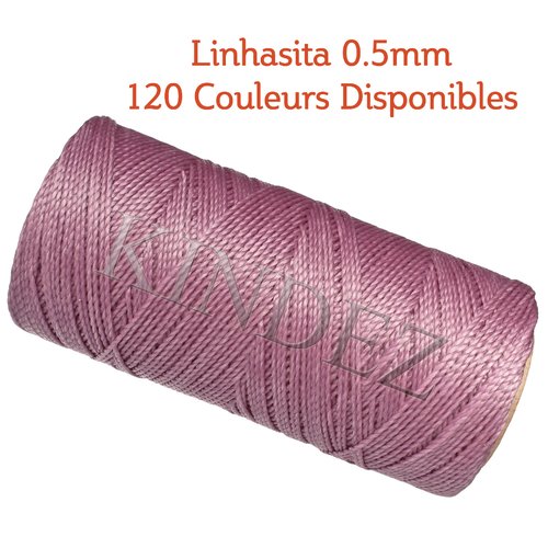 Fil linhasita 0.5mm, fil polyester ciré, fil ciré macramé, lilas - 20 mètres