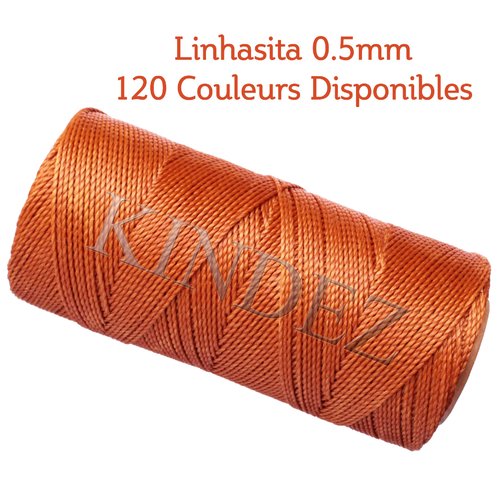 Fil linhasita 0.5mm, fil polyester ciré, fil ciré macramé, cuivre - 20 mètres