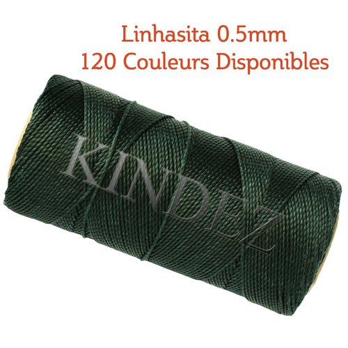 Fil linhasita 0.5mm, fil polyester ciré, fil ciré macramé, vert bouteille - 20 mètres