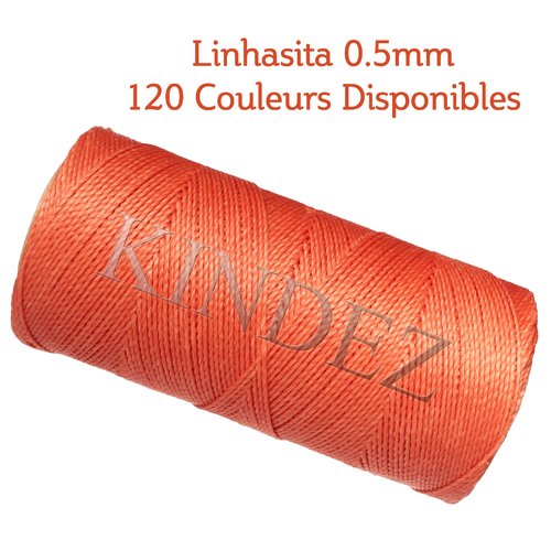 Fil linhasita 0.5mm, fil polyester ciré, fil ciré macramé, corail - 20 mètres