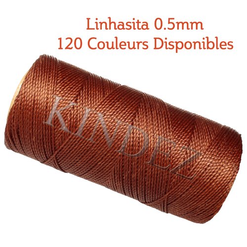Fil linhasita 0.5mm, fil polyester ciré, fil ciré macramé, marron cuivre - 20 mètres