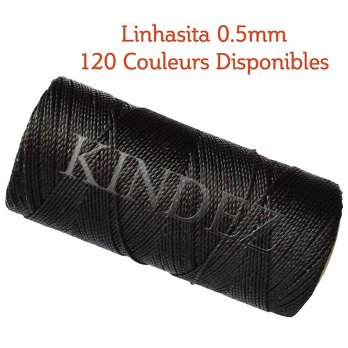 Fil linhasita 0.5mm, fil polyester ciré, fil ciré macramé, noir - 20 mètres